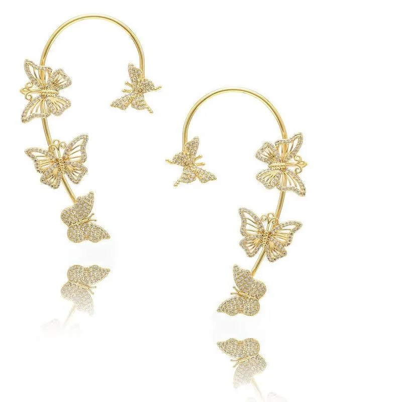 Позлаћена манжетна за минђуше лептира